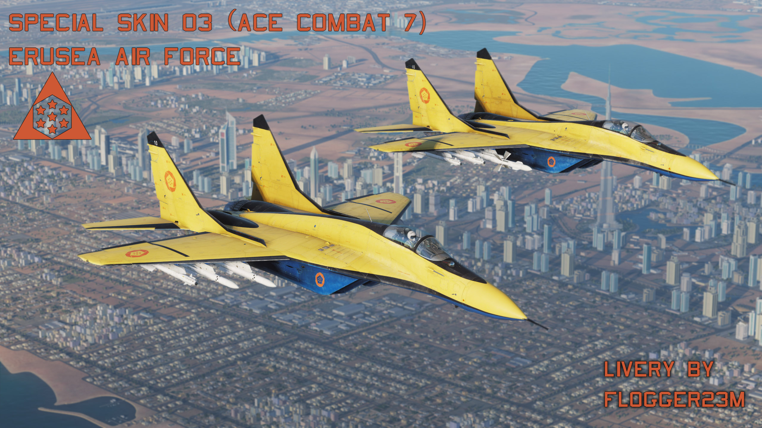 Erusean Air Force "Special Yellow Skin 03" Livery for DCS World/Flaming Cliffs 3 - By Flogger23m