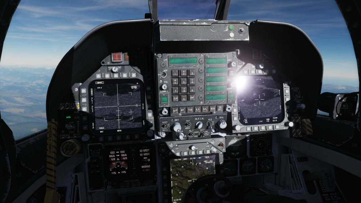 F/A-18C Hornet LCD screens and grayscale FLIR/MAV/AG radar picture - (last checked for 2.9.1.48335)