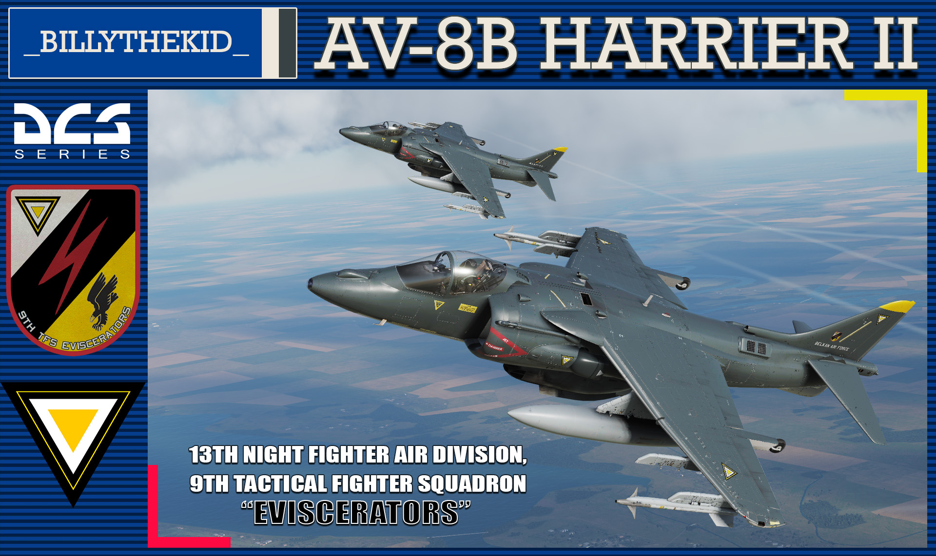 Ace Combat - Belkan Air Force 13th Night Fighter Air Division, 9th TFS "Eviscerators" AV8B Harrier II