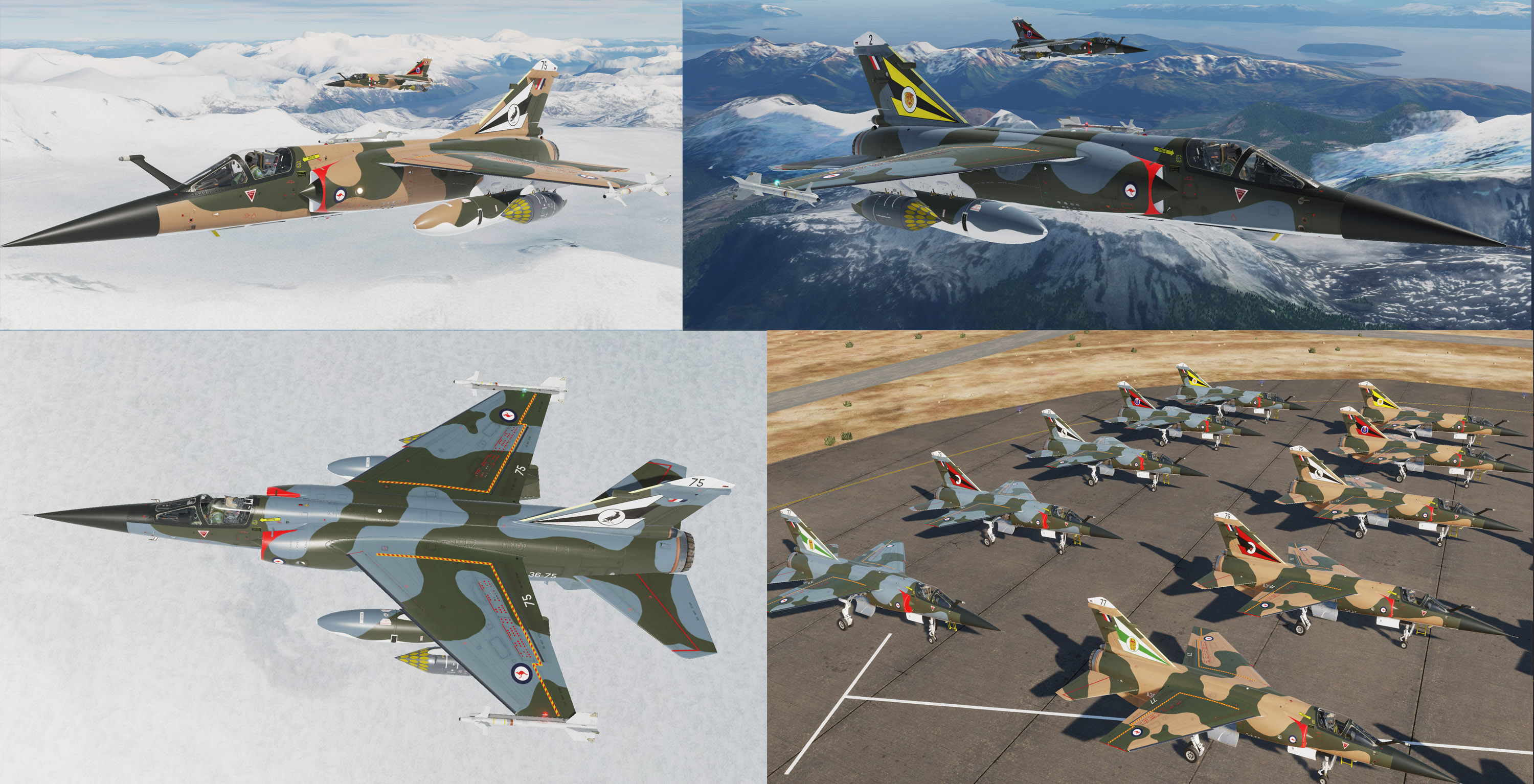 Australian Mirage F-1CE/EE : 2 of 2: RAAF Temperate and South-East Asia Camo - 2OCU, 3, 75, 76, & 77 Sqns