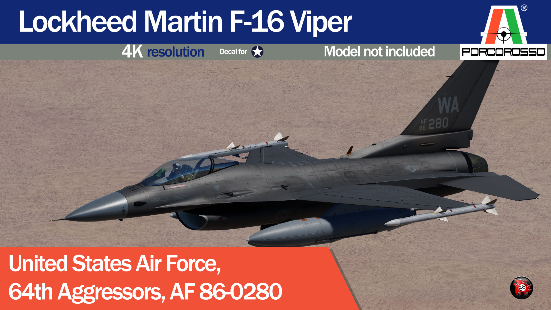 USAF 64th Aggressors Have Glass V, AF 86-280 by PorcoRosso86 UPDATE