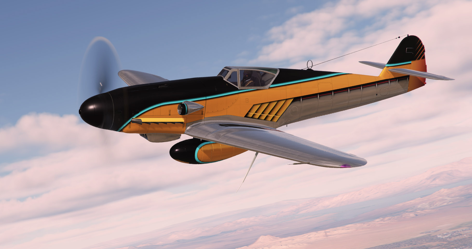 Bf-109 Retrowave Bare Metal Skin Collection