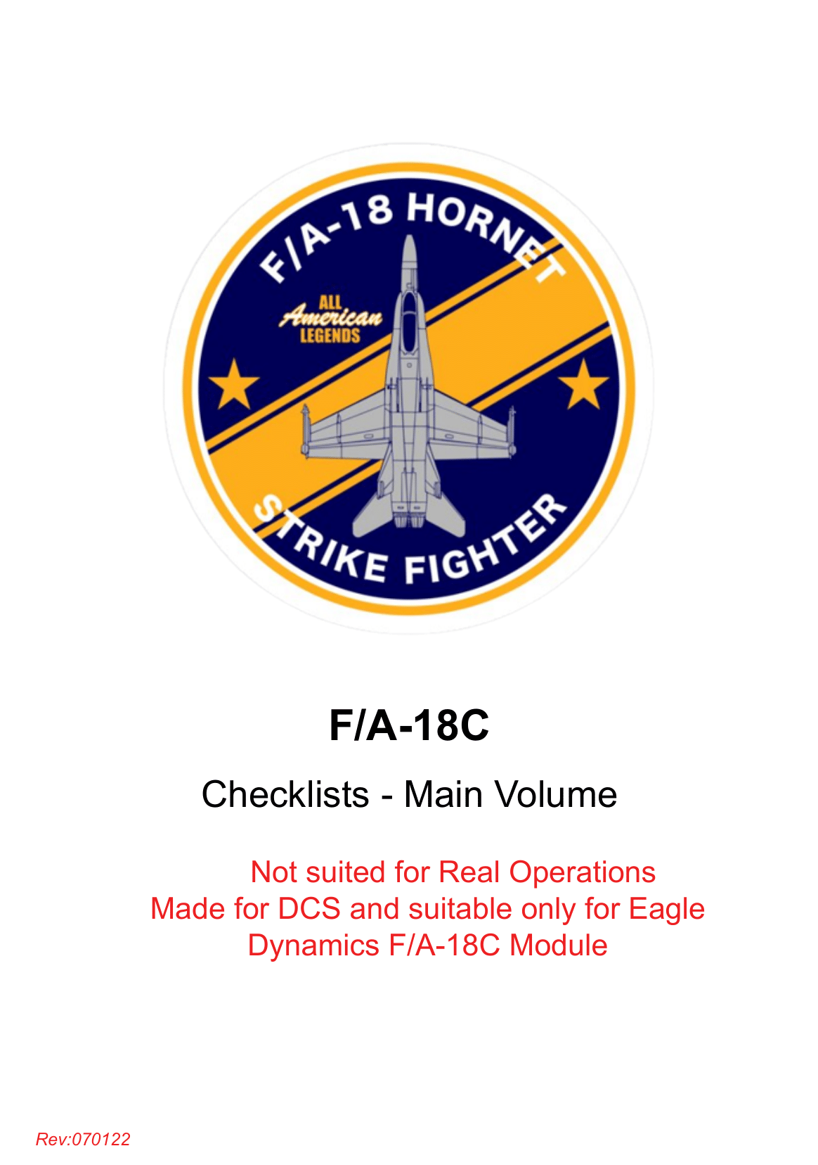 F/A-18C Hornet Checklist & Quick Reference Guides
