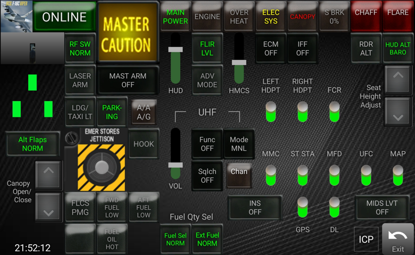 DCS-COINS: F-16C Viper Dashboard (with secondary ICP Page)