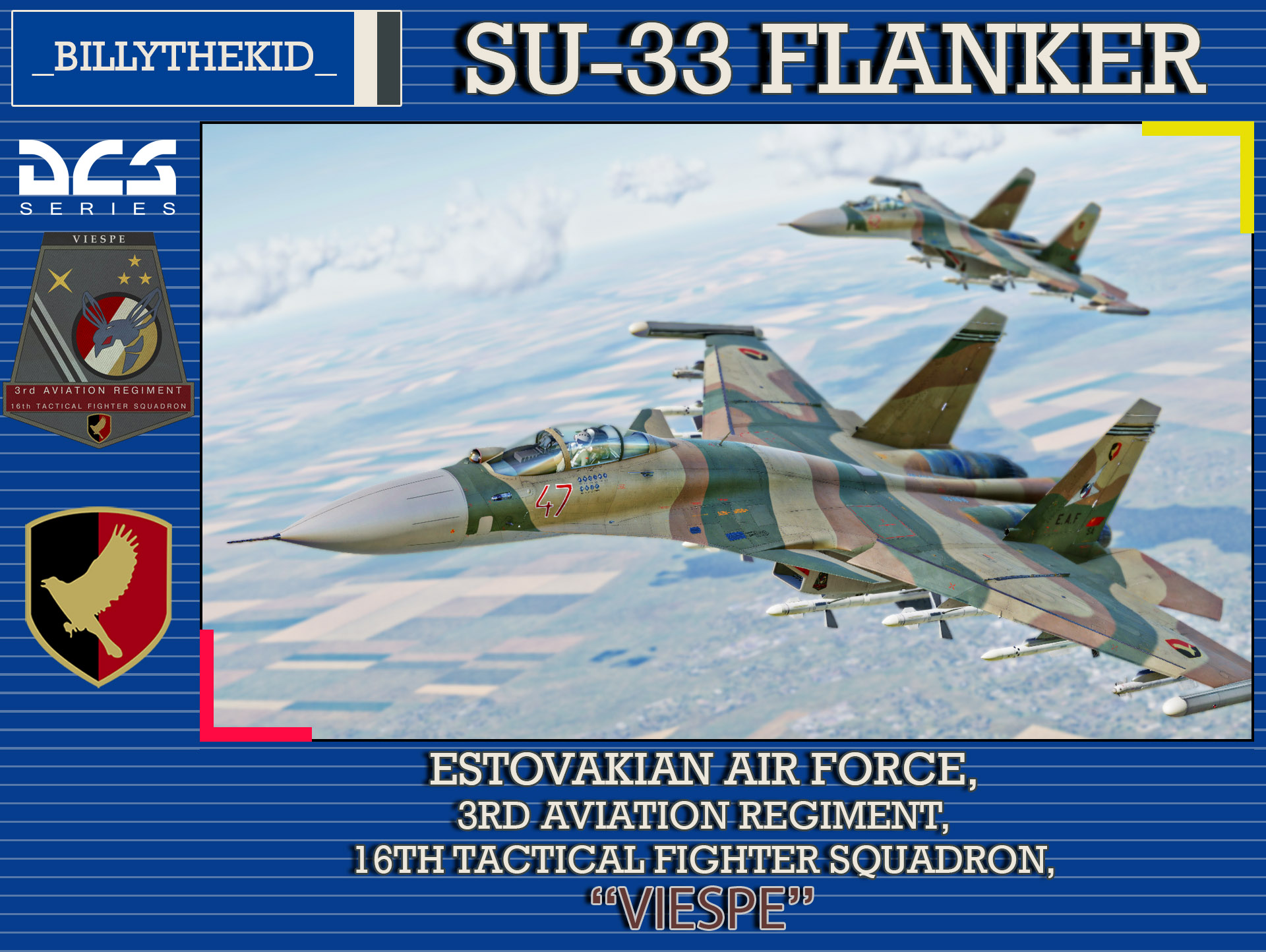 Ace Combat - Estovakian Air Force - 3rd Aviation Regiment - 16th Tactical Fighter Squadron "Viespe" SU-33 Flanker-D