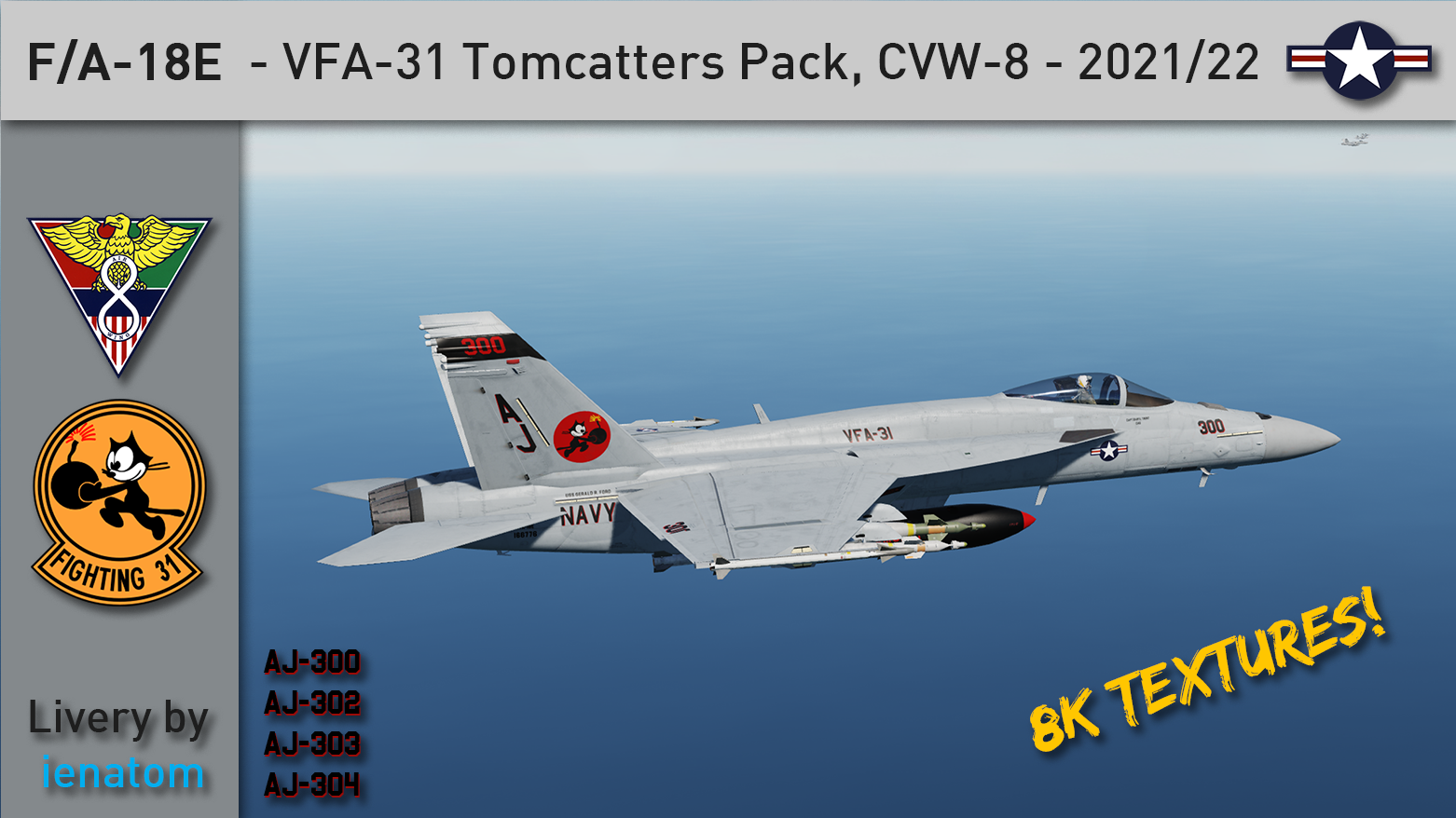 [F/A-18E] Tomcatters Pack - VFA-31, CVW-8, US Navy - 2021/2022 [Updated 20/11/2023]