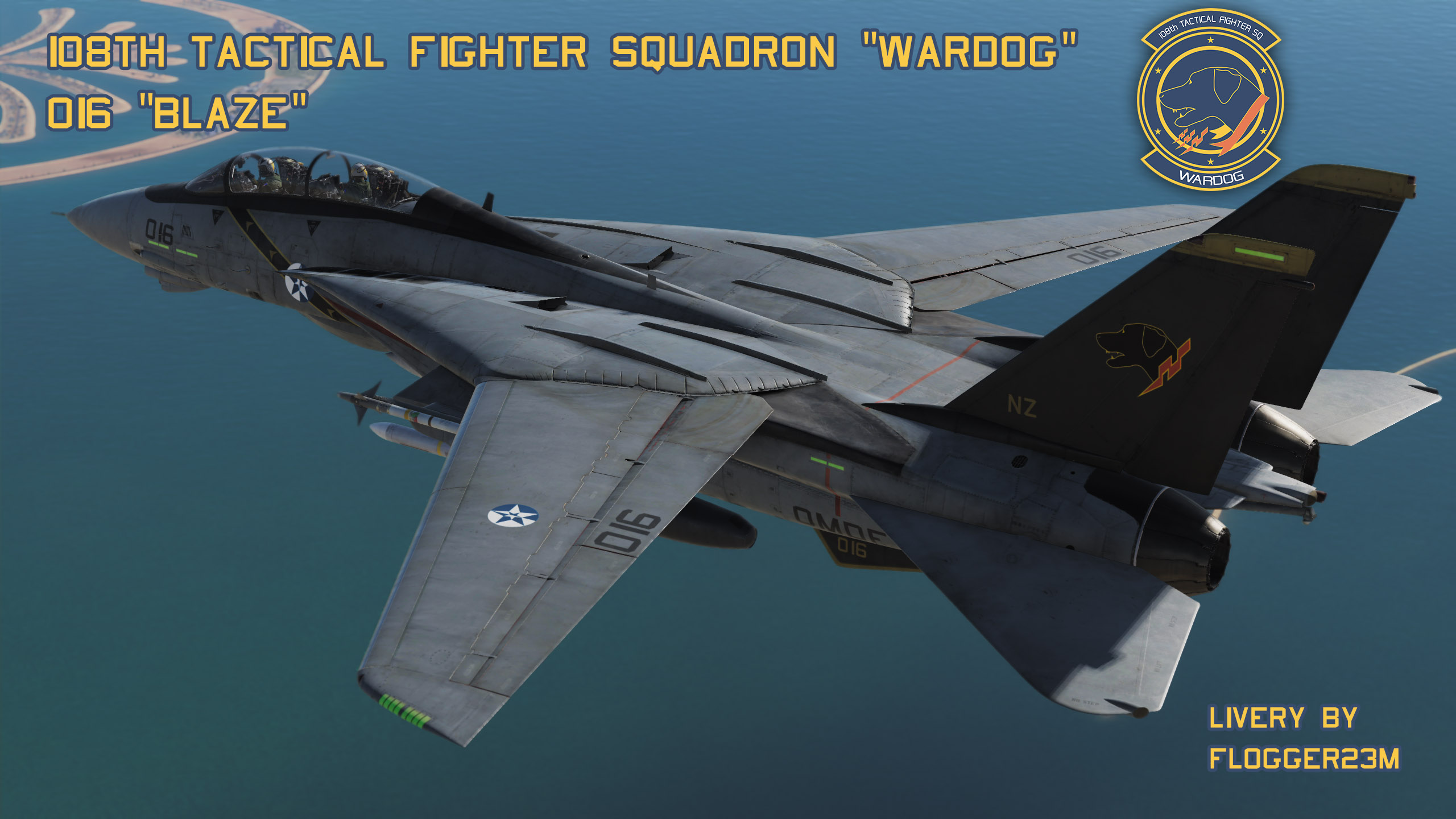 Wardog 016 Blaze (F-14A & F-14B) Version 2 - Livery for F-14B - By Flogger23m