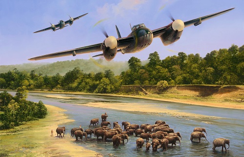 45 RAF Squadron Mosquitos attack Rangoon bridge (Operation Dracula)