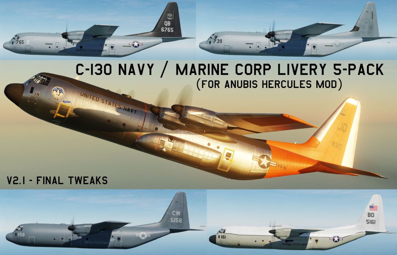 C-130 US Navy and Marine Corp Livery pack (for Anubis Hercules mod)