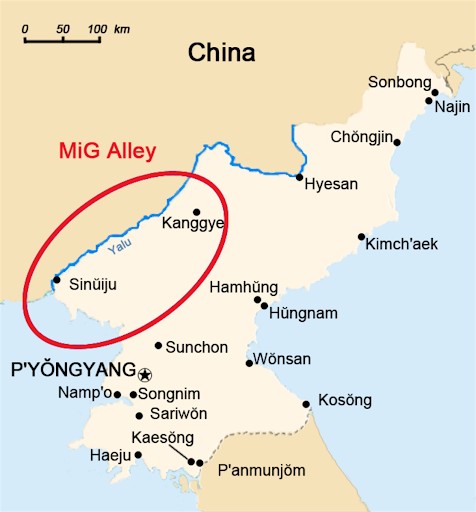 map of MiG Alley