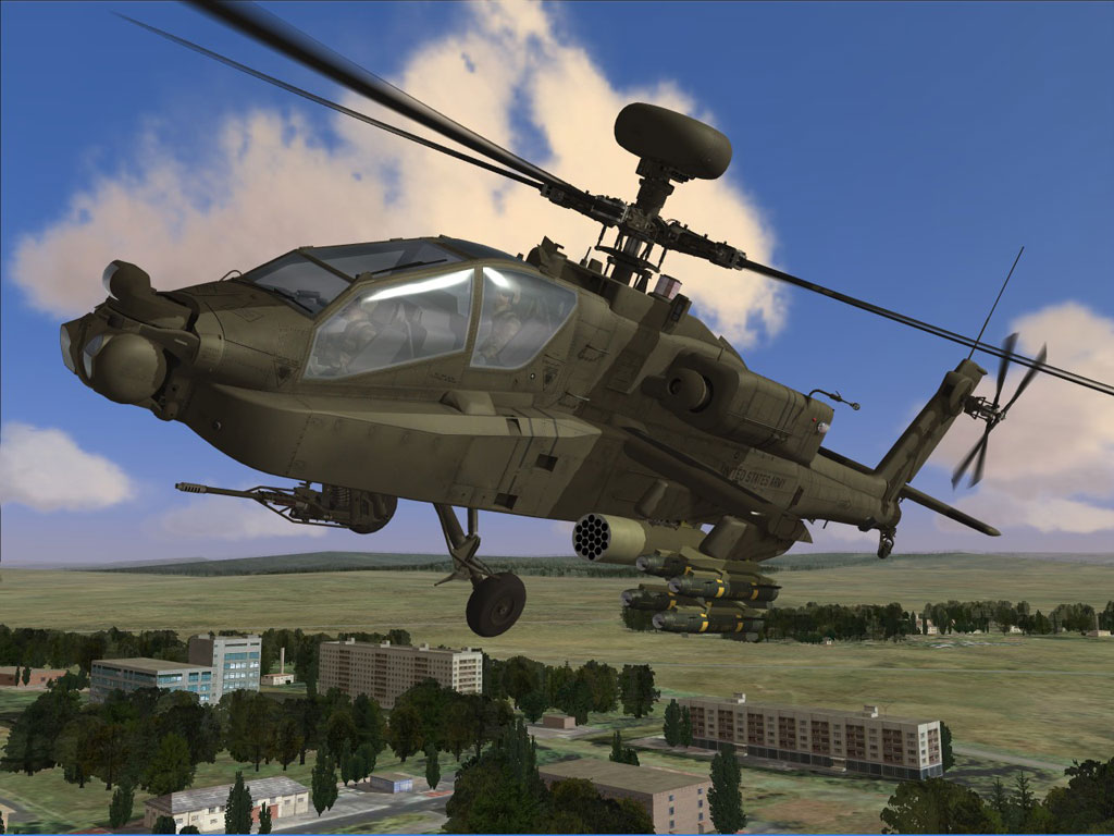 AI вертолет AH-64A в действии