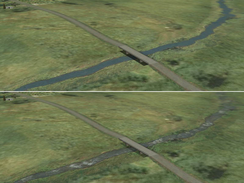 Static example of river on at the top and animated river