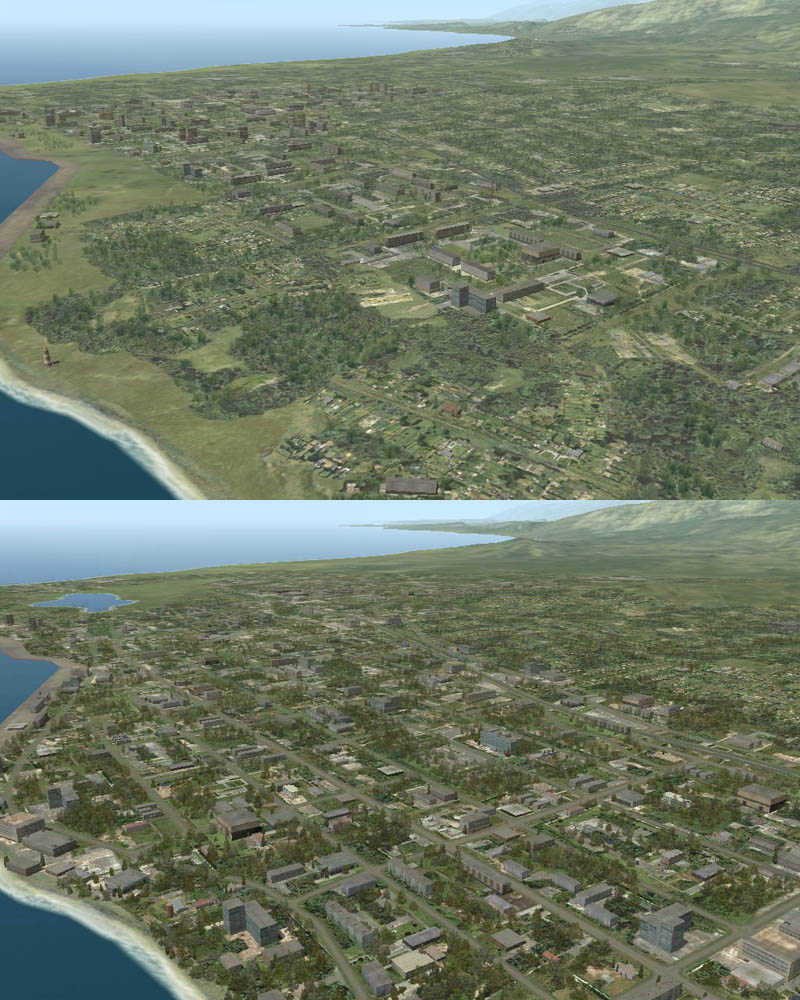 Фрагмент города Сухуми. Верхняя иллюстрация - Горячие Скалы, нижняя Черная Акула