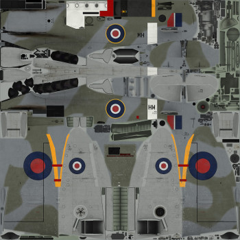 Texture template for Spitfire IX model