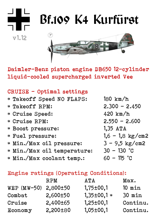 Bf.109-K4 "Kurfürst" Checklist v1.20