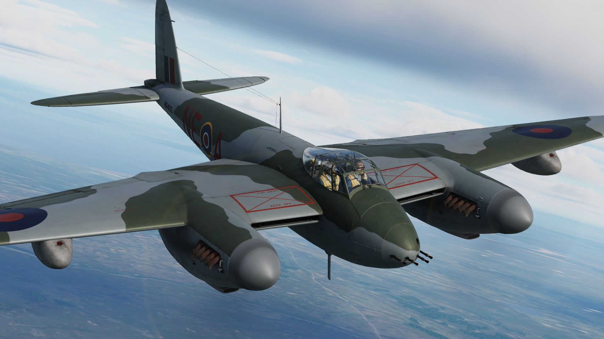 Mosquito Mk.VI - Light grey & Dark Green camo - Red Bort - Skin