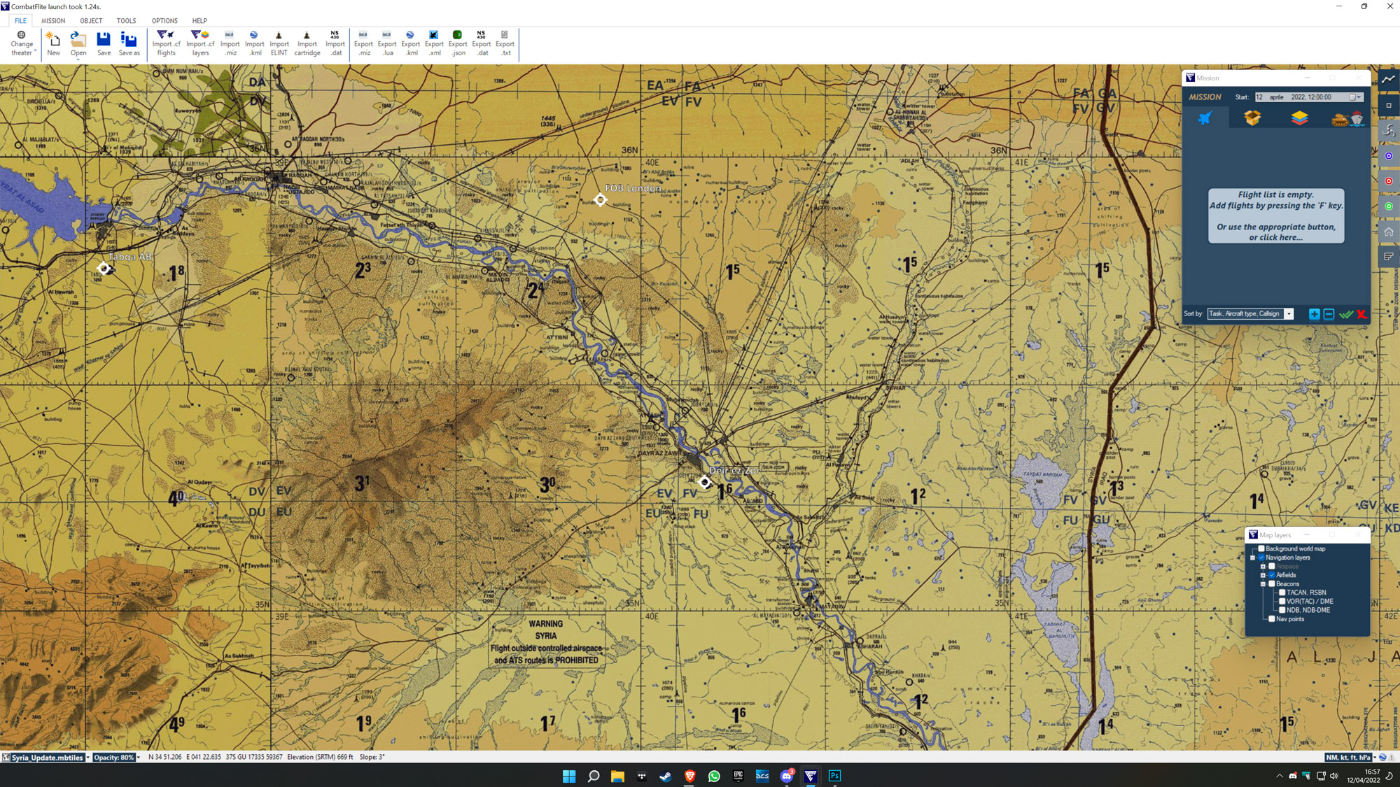 Combat Flite Map - Syria TPC 500K - East Update