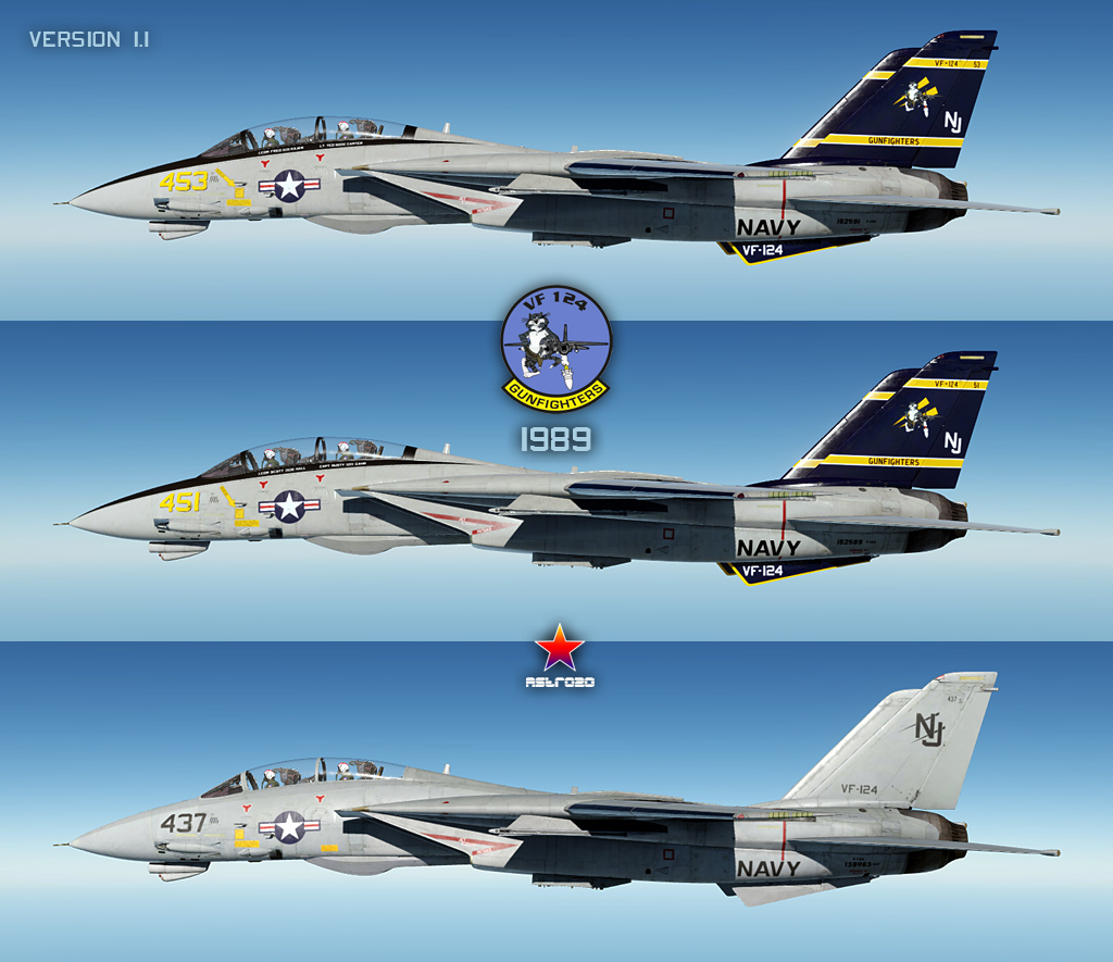 VF-124 Gunfighters (1989) - 6 Livery Package (F-14A) v 1.1