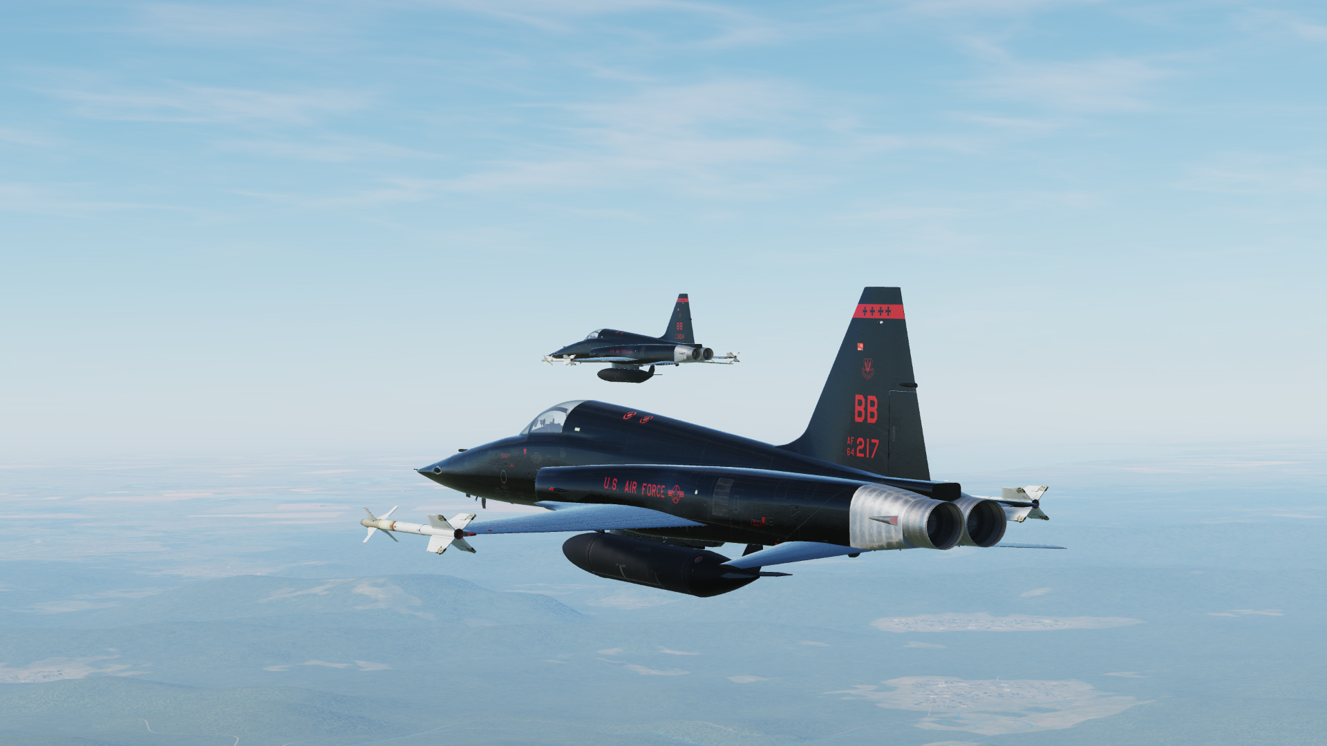 T-38 style F-5E 2 pack. 1st Reconnaissance Squadron, 9th Reconnaissance Wing, Beale AFB, CA 