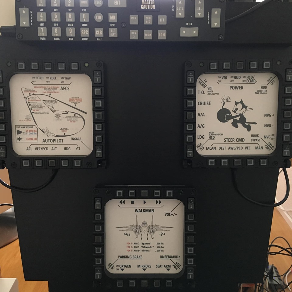 F-14 Tomcat themed placards for Thrustmaster Cougar MFDs