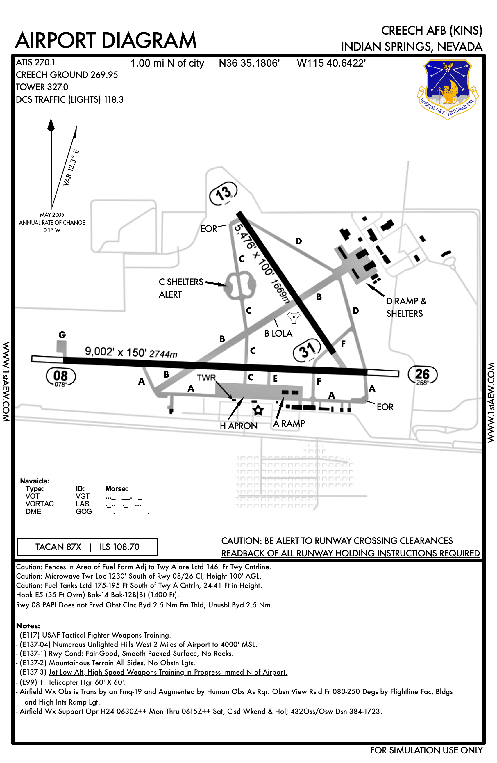 Creech AFB KINS Airport Diagram