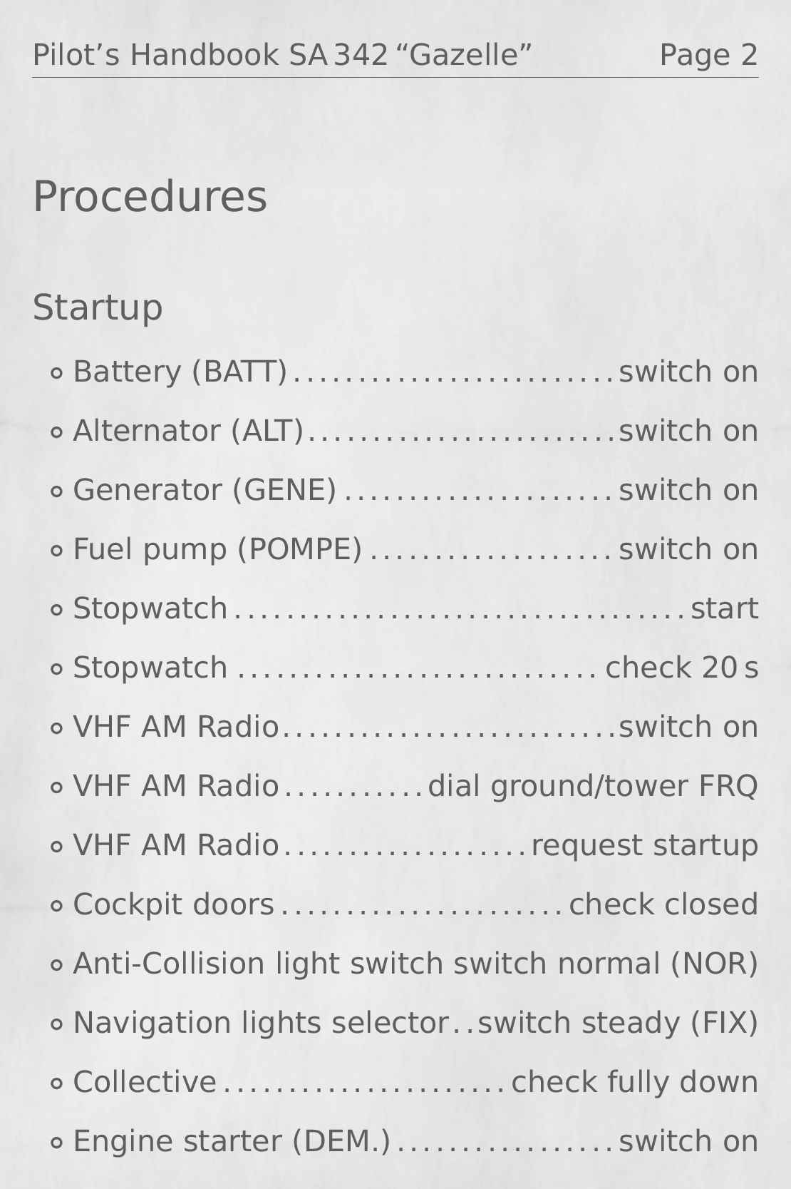 SA342 Pilot's Manual (Kneeboard) REV3