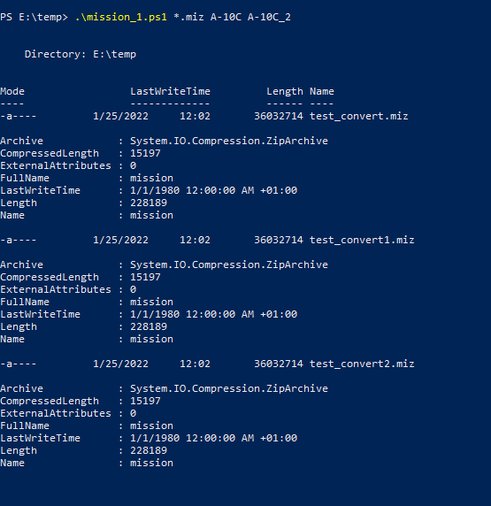 Script to convert mission with different aircraft