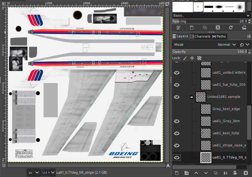 Boeing 727 skin template version western1  (Civil Aircraft Mod)