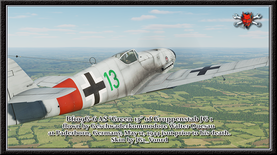 Bf109G-6/AS "Green 13" of JG-1's Geschwaderkommodore Walter Oeusau no Swastika