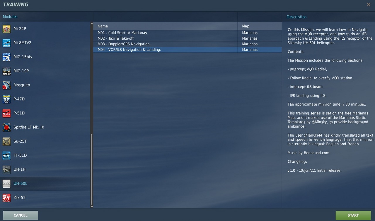 Training Missions for the UH-60L helicopter Mod