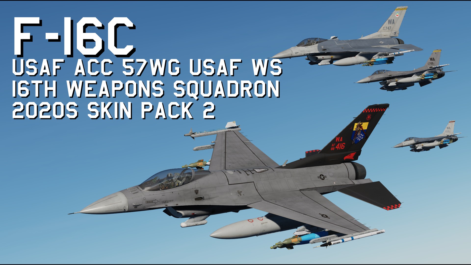 USAF ACC F-16C 57WG USAF WS 16th Weapons Squadron 2020s Skin Pack 2