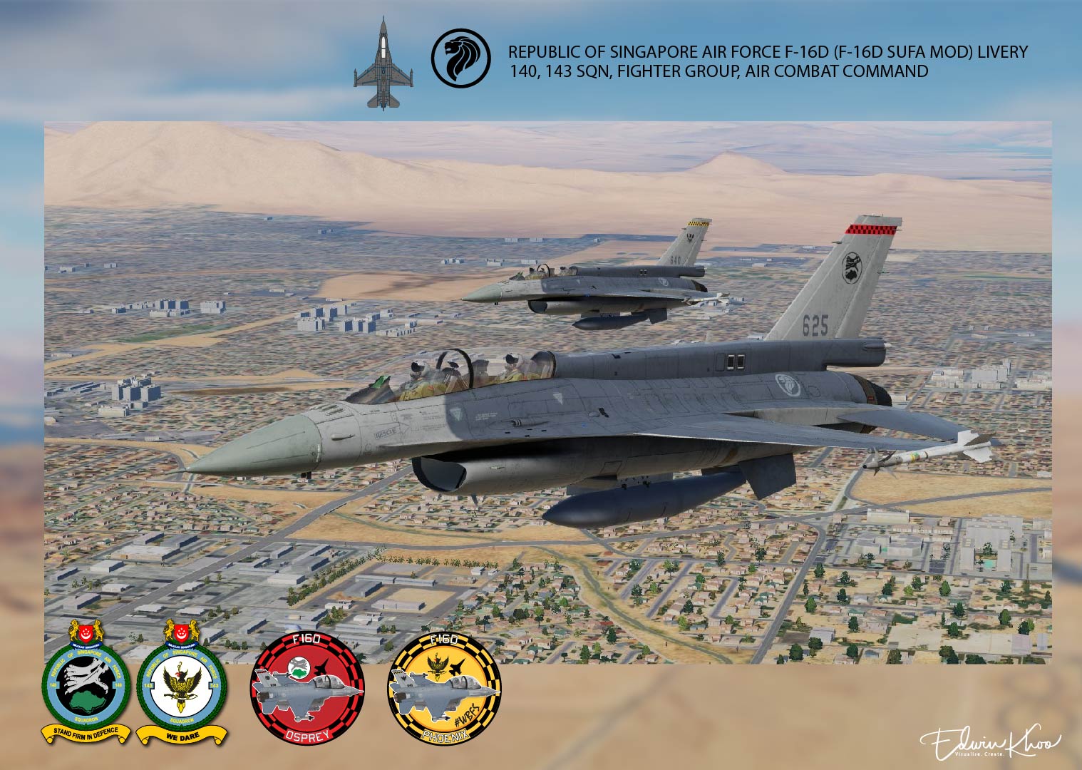 Republic of Singapore Air Force (RSAF) Livery for the F-16D (IDF Mods Project - F-16I Sufa v2.2) Part 1 of 3
