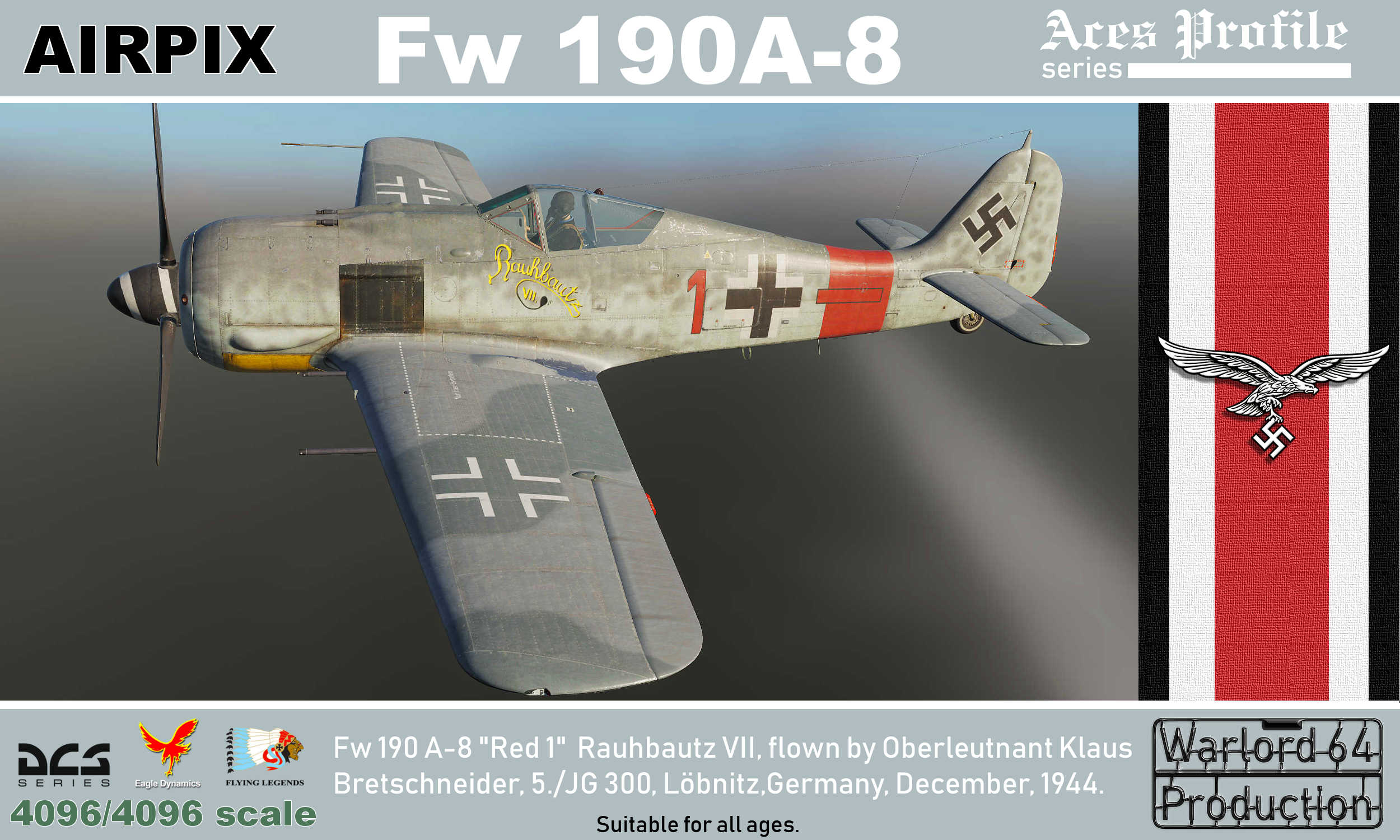 FW-190A8 Klaus Bretschneider of JG 300, Red 1 'Rauhbautz VII', Lobnitz 1944
