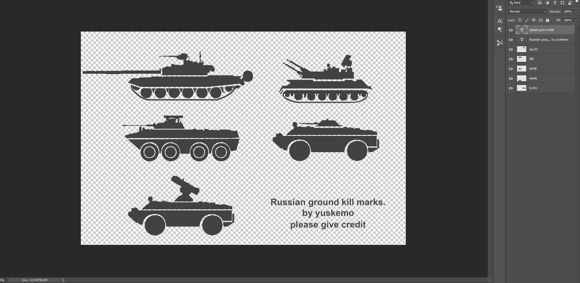 Russian ground targets kill marks.