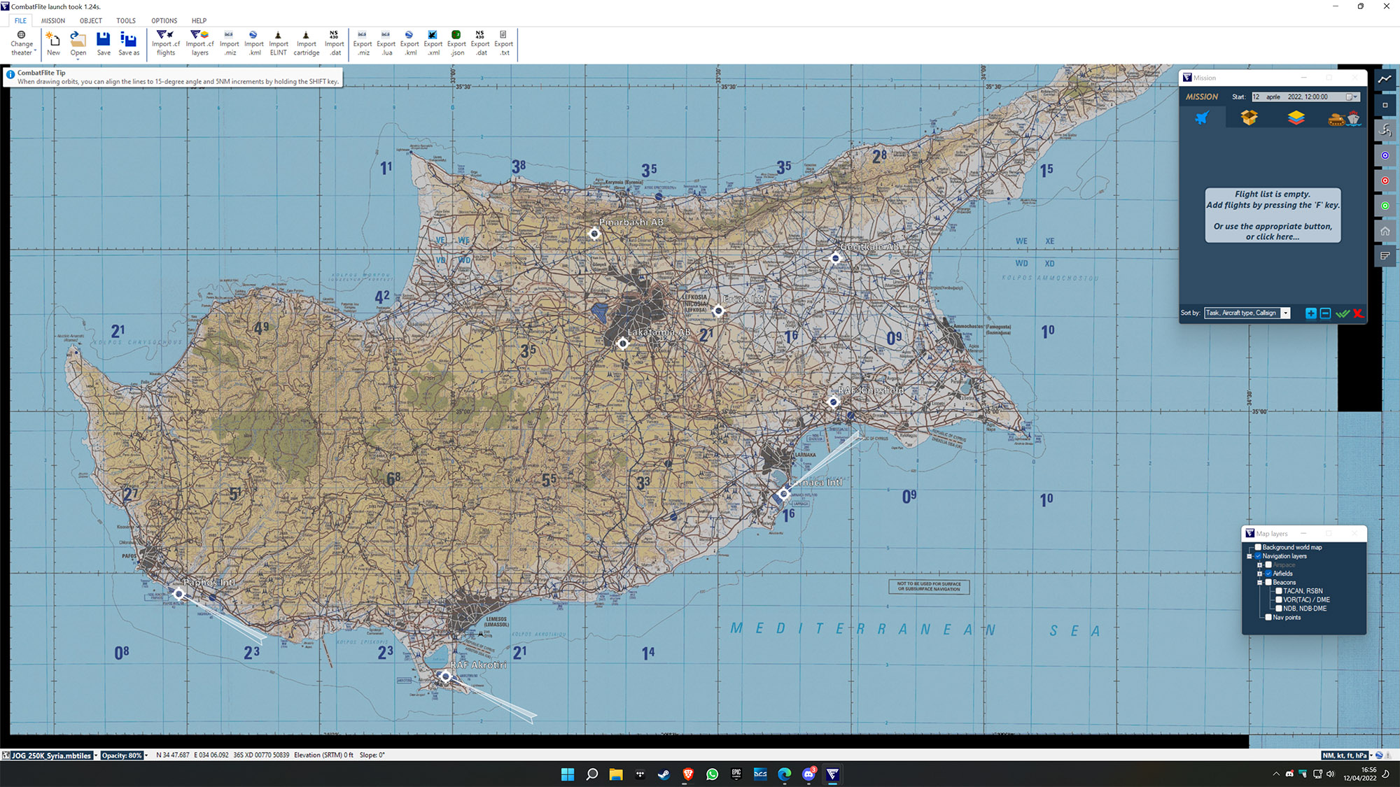 Combat Flite Map - Syria JOG 250K - with East Update