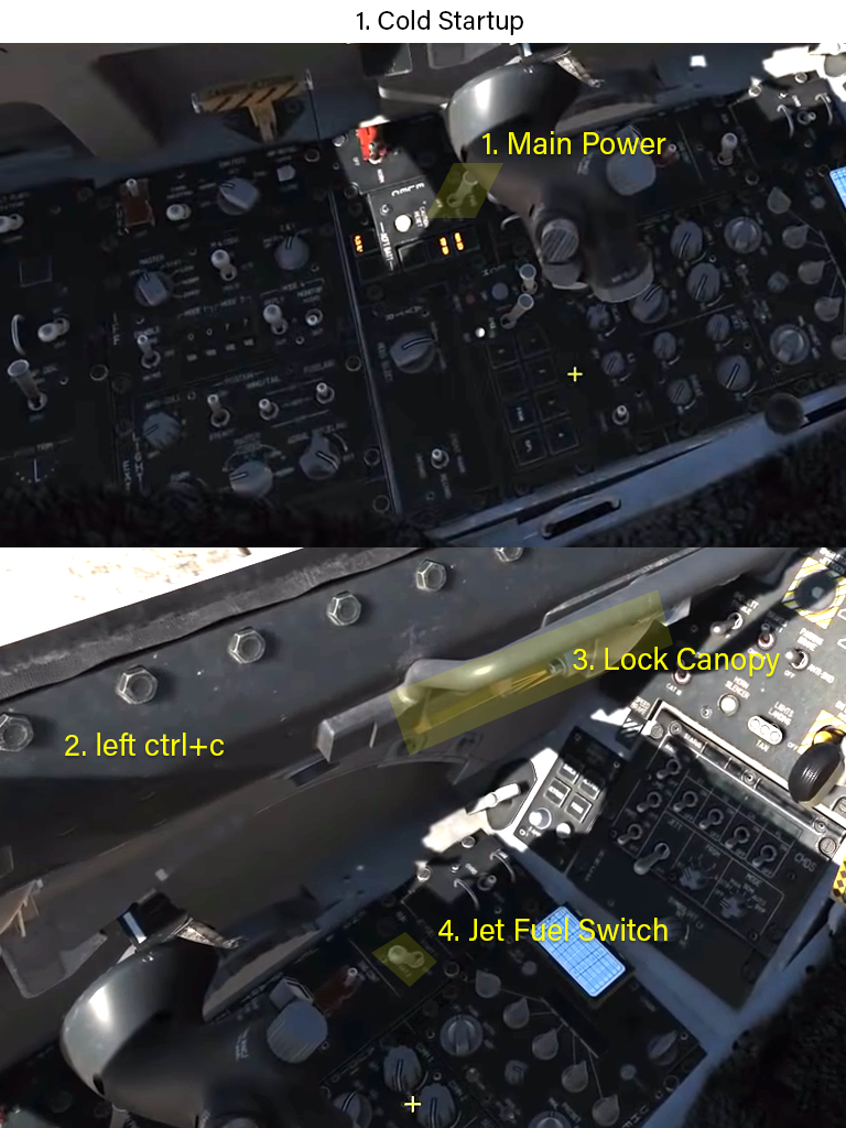 F16 Fast Cold Startup Kneeboard with Screenshots