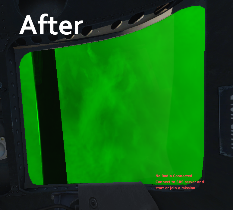 Huey Clearer Green Glass from inside cockpit