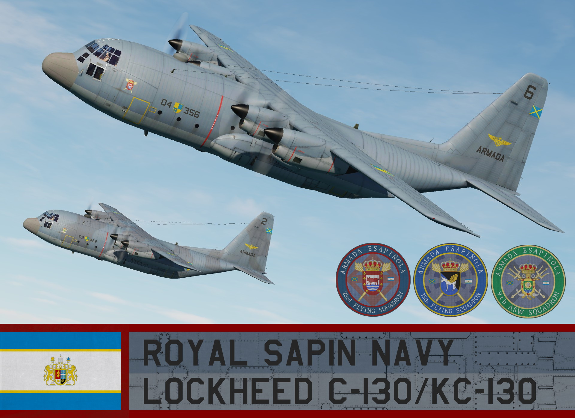 Royal Sapin Navy C-130 / KC-130 Hercules - Ace Combat Zero (9th ASW SQ / 15th Flying SQ / 23rd Flying SQ)