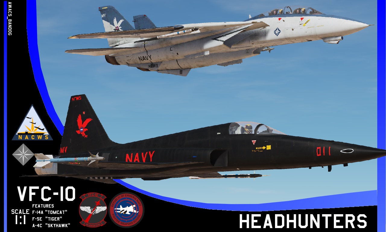 Ace Combat - Emmerian Navy - Naval Air Combat Weapons School - Fighter Composite Squadron 10 "Headhunters" Skinpack (F-14,F-5,A-4)