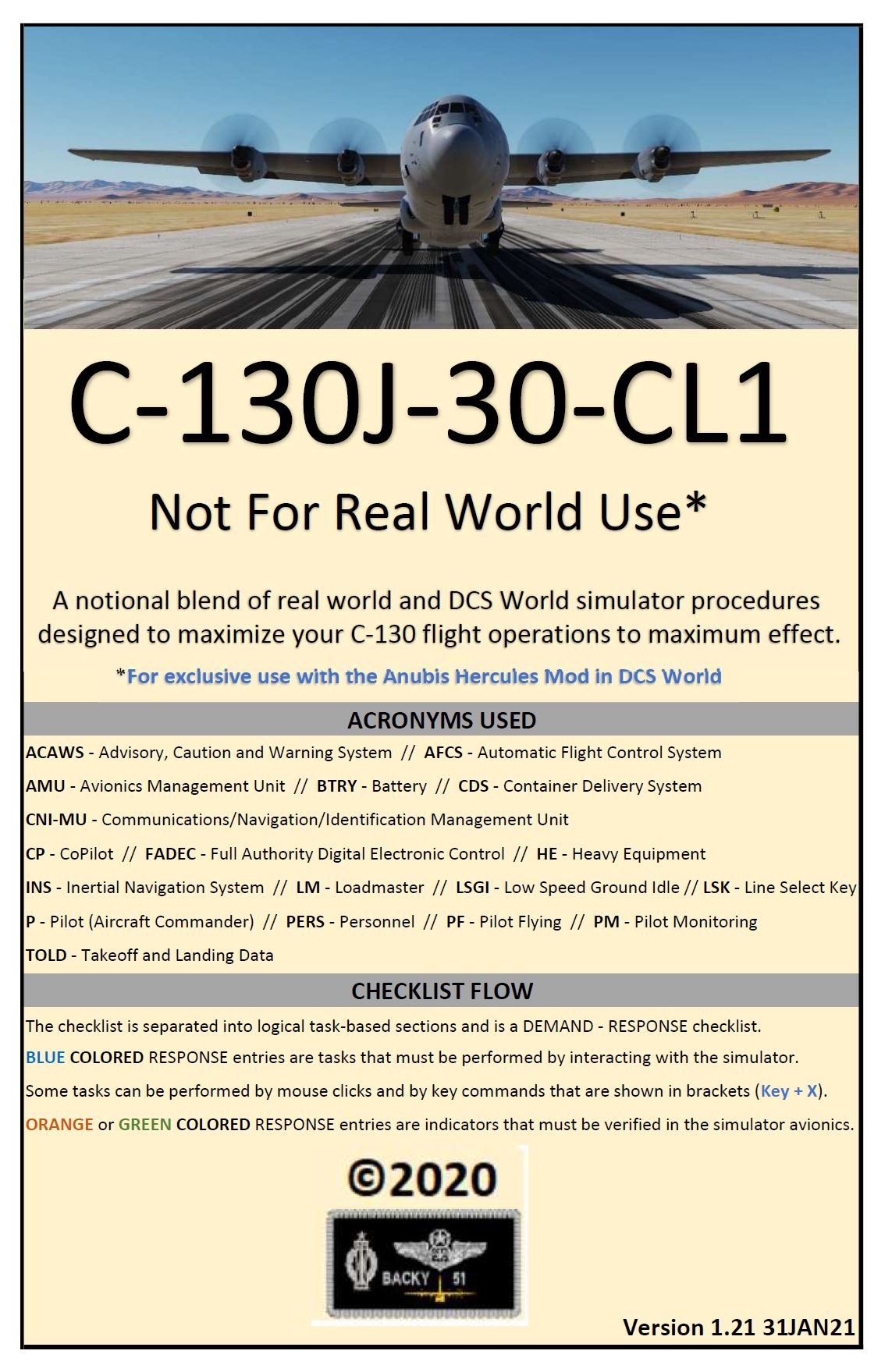 C-130J Mod Tactical Checklist