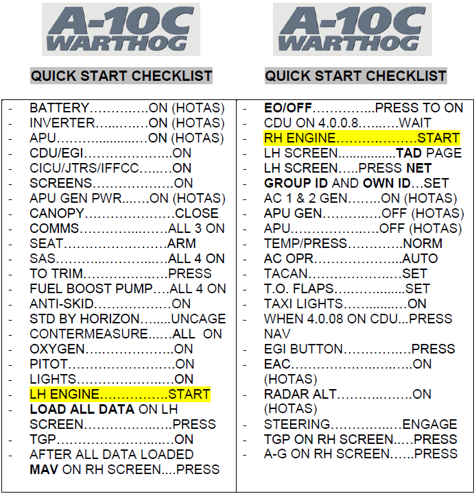 Dcs A 10c Hotas Chart