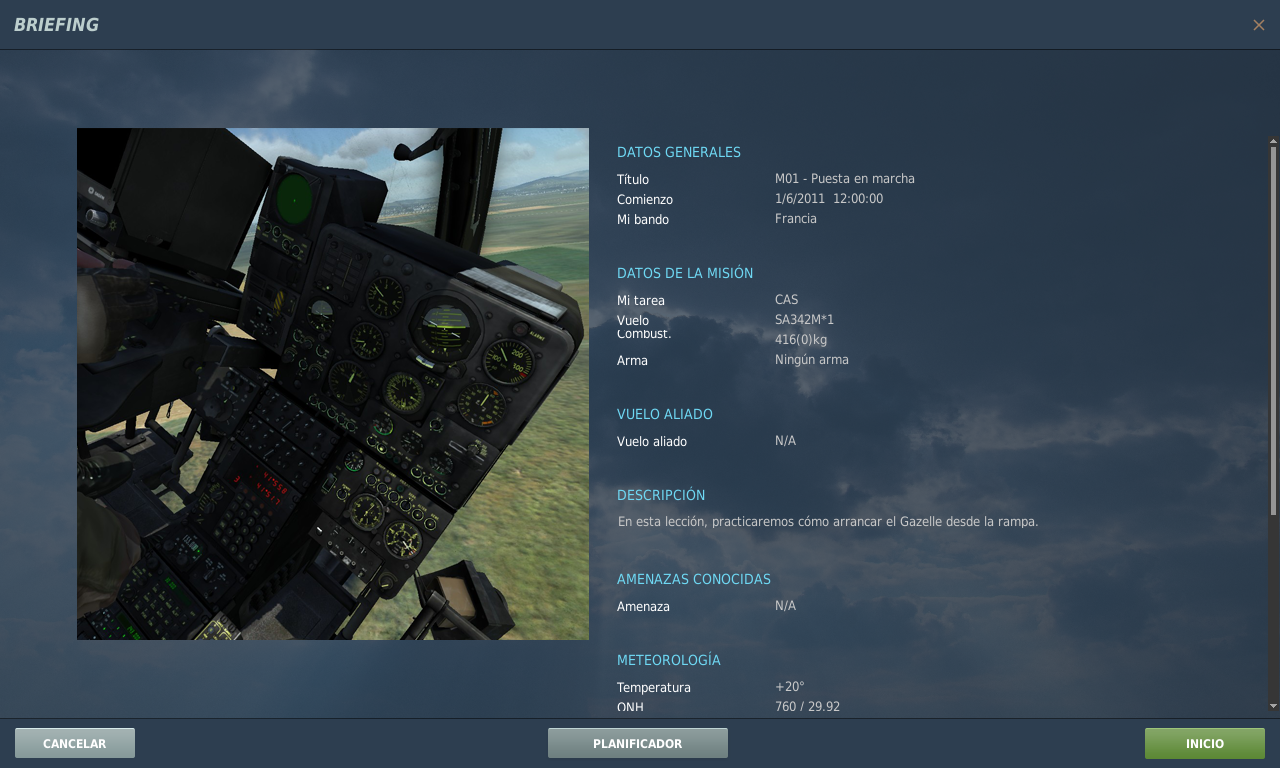 Misiones de Entrenamiento del SA342 Gazelle en español