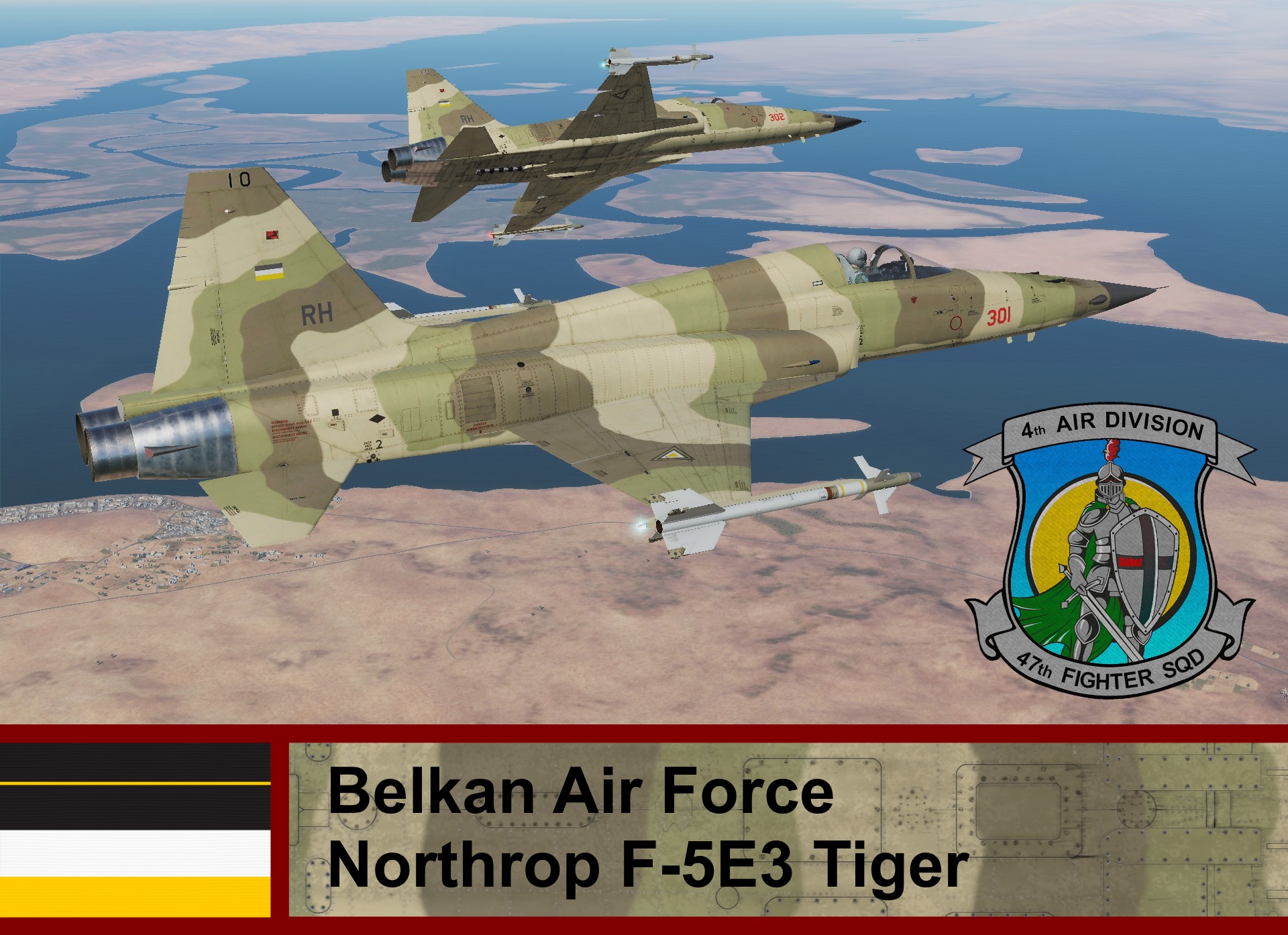 Belkan Air Force F-5E3, Ace Combat Zero (47th FS) Cpt.  Heiko Reck, Cpt Lt. Fredi Starke