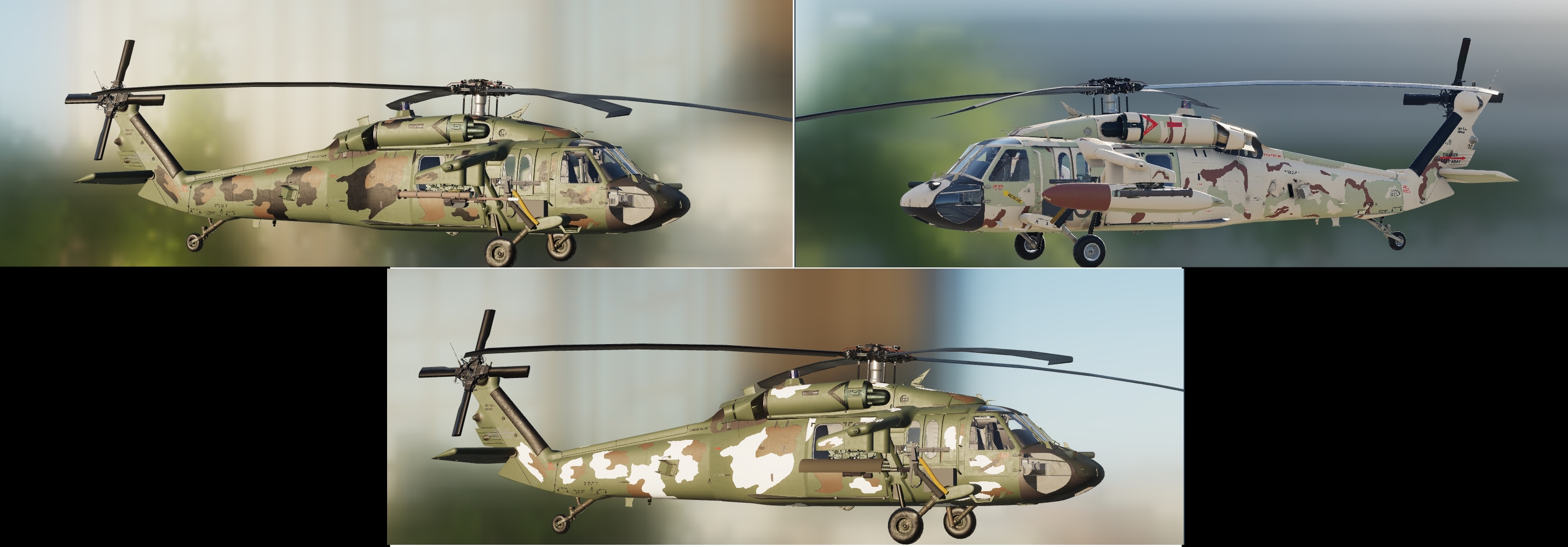 3 color camouflages for UH-60L Blackhawk
