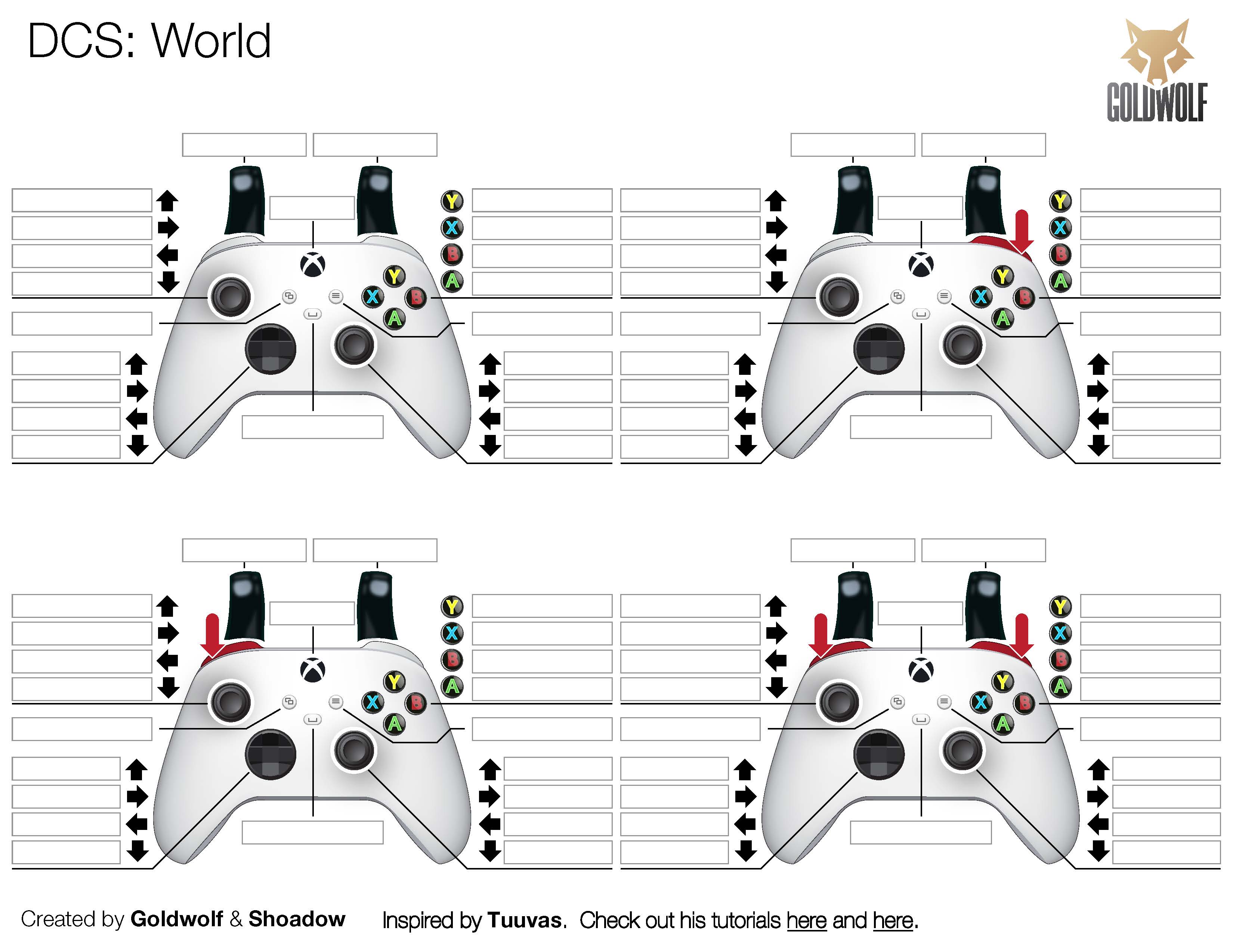 Xbox PS4 Controller Layout With Fillable Fields