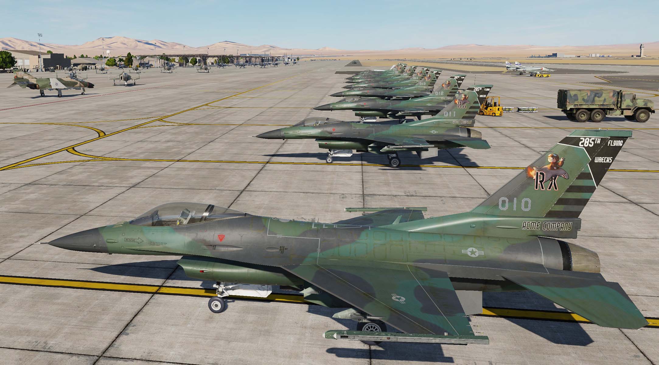 285th Flying Wrecks F-16C Viper skin, Retro A-16 "Charcoal Lizard" style camo