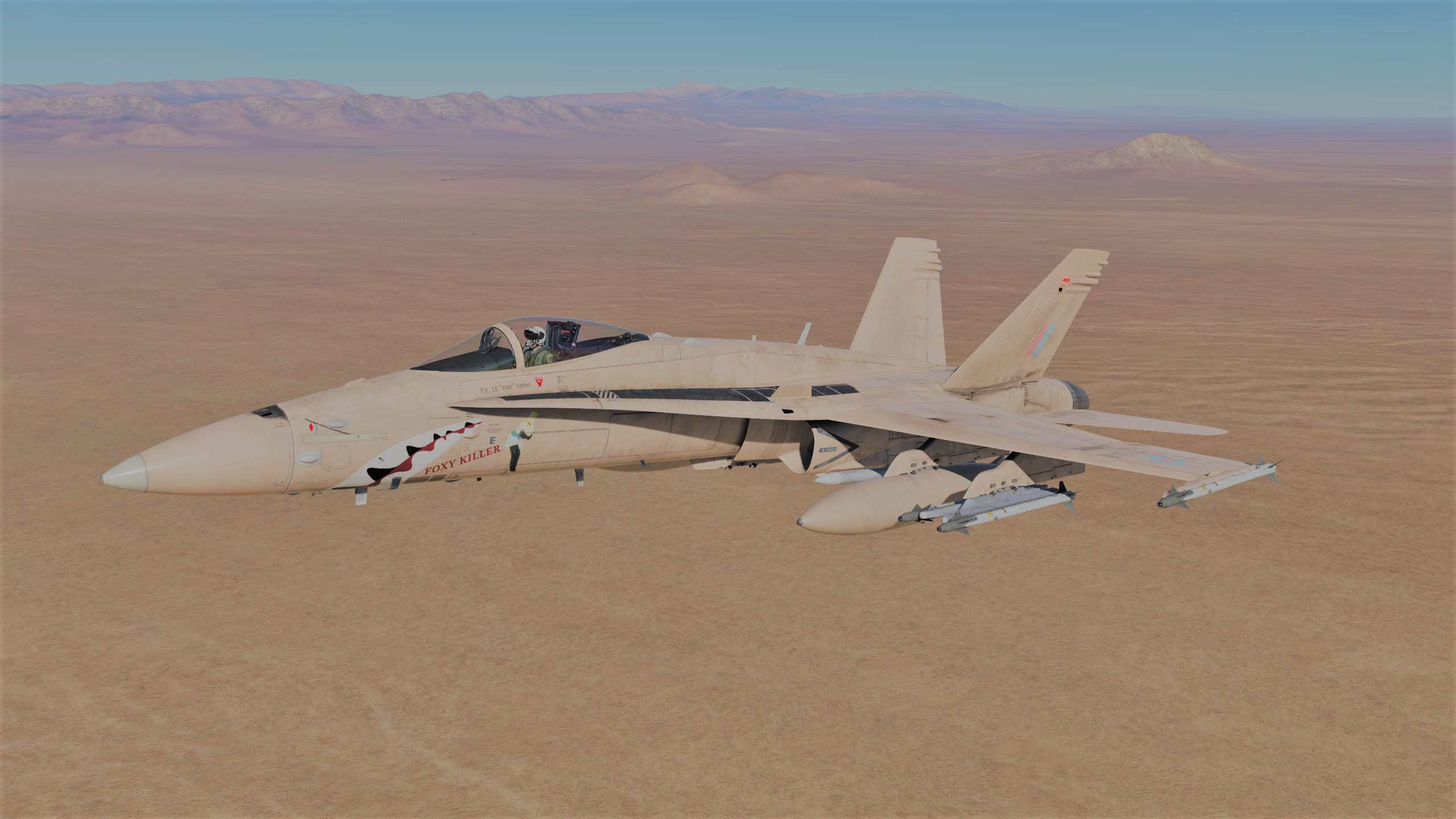 Fictional 16 sqn RAF FA-18 Desert Skin FK "Foxy Killer"