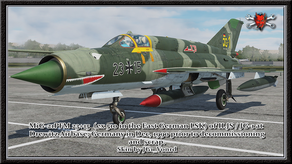 MiG-21PFM JG-1 Sharkmouth 23+15