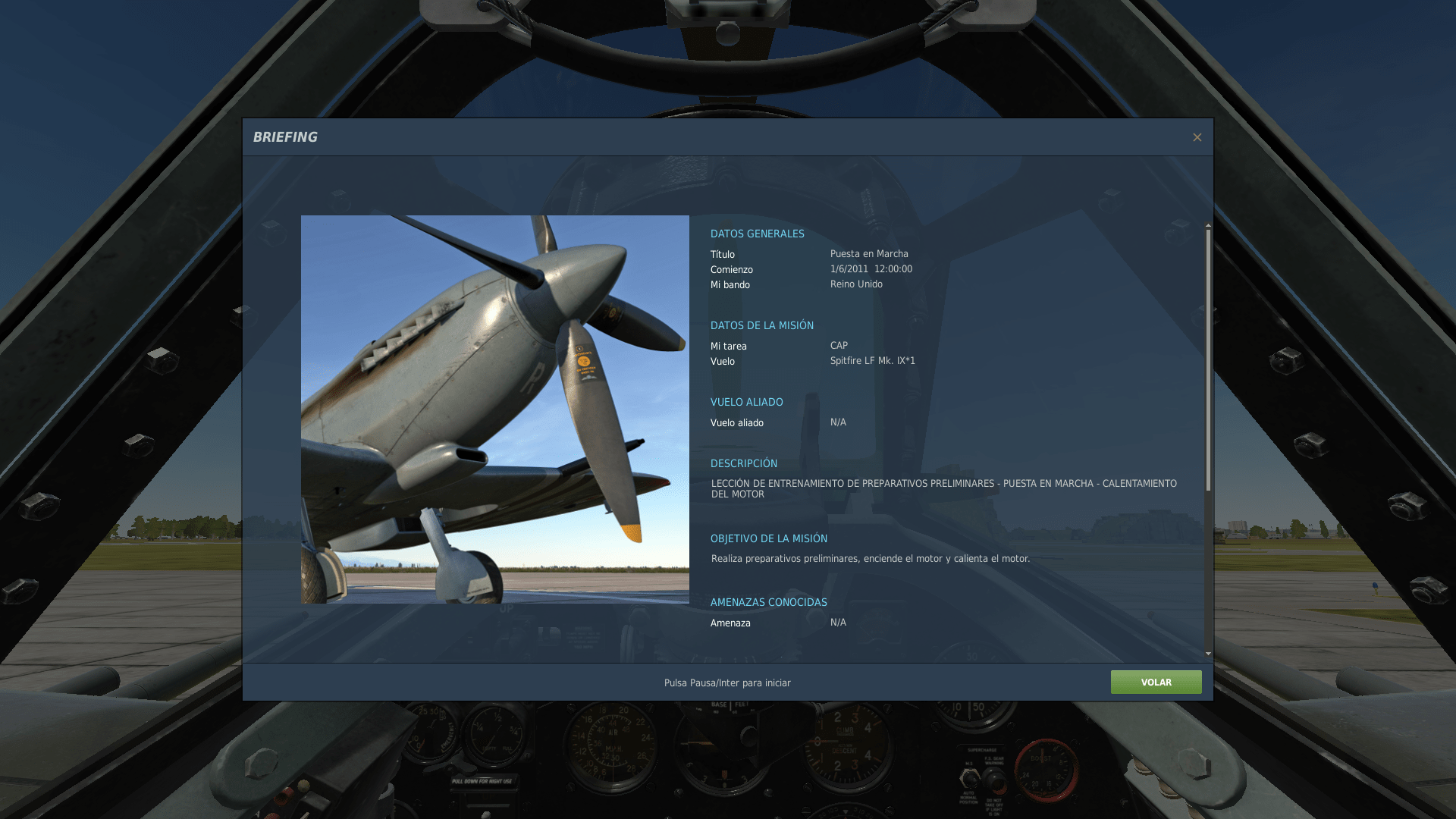 Misiones de Entrenamiento del Spitfire LF Mk. IX en español