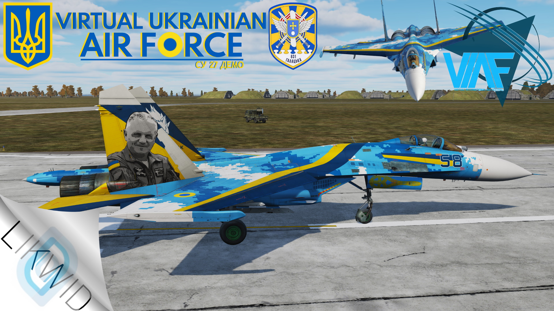 Virtual Ukrainian SU 27 Solo - 58 Blue Memorial Skin